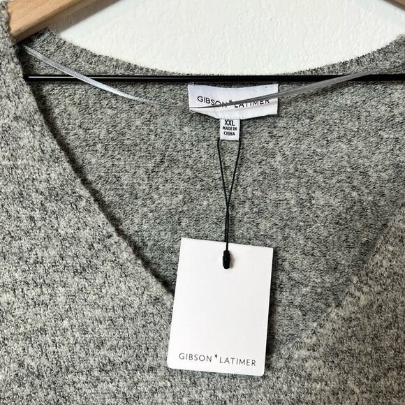 Gibson Lather Grey V-neck Sweater Top Size XXL Brand New - Picture 4 of 4